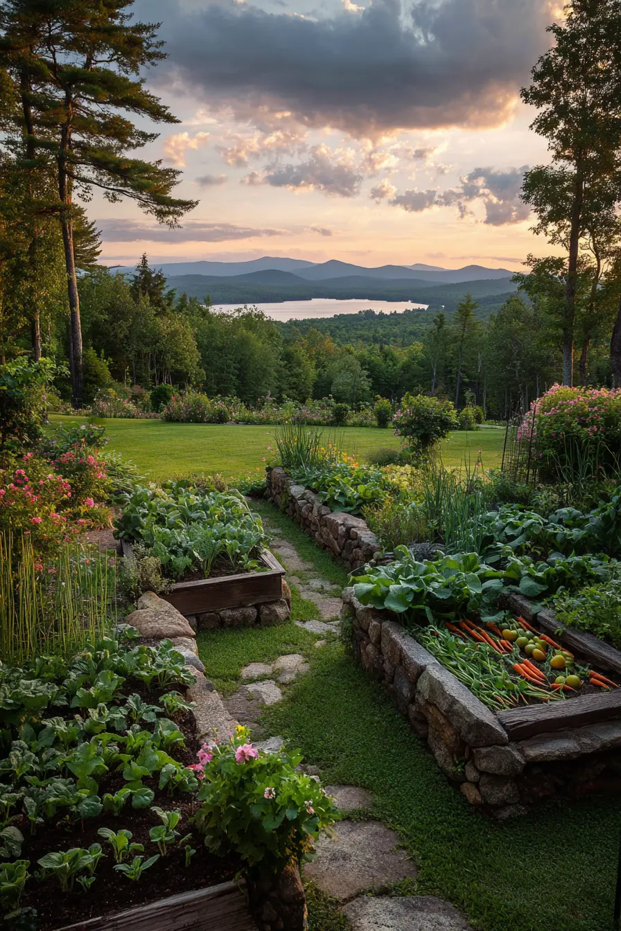 Raised Stone Borders for a Productive Garden