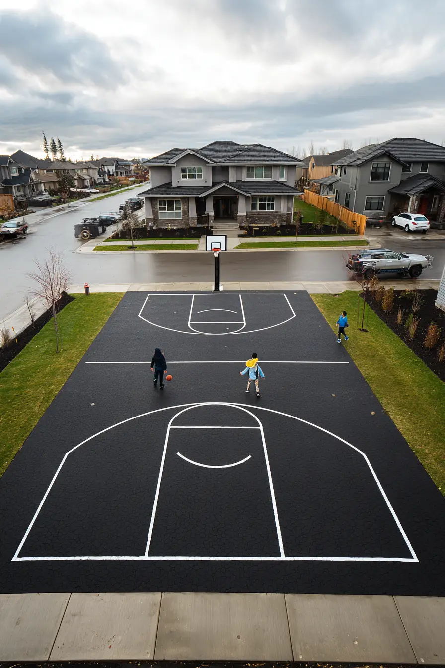 Full Driveway Basketball Court for Family Fun