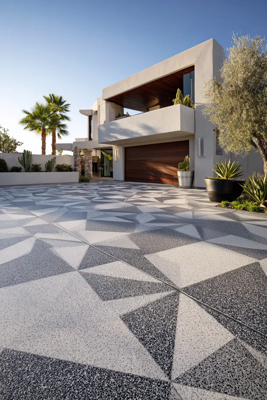 Geometric Gray Toned Driveway