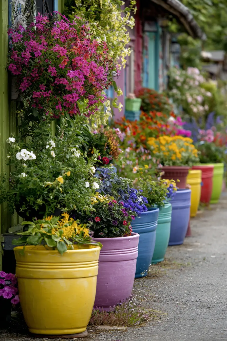 Colorful Driveway Planters for a Cheerful Welcome