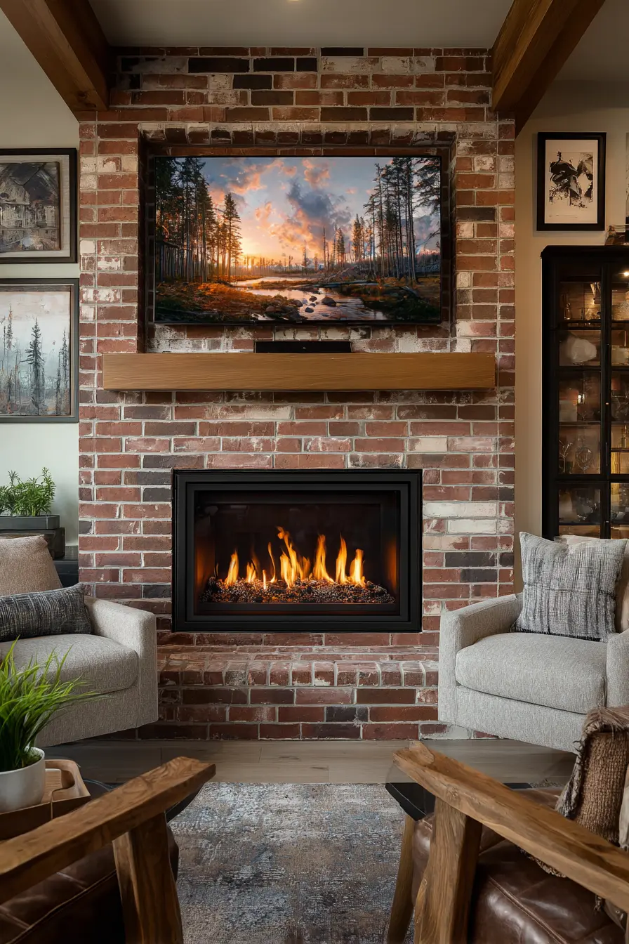 Rustic Comfort with Brick and Flame