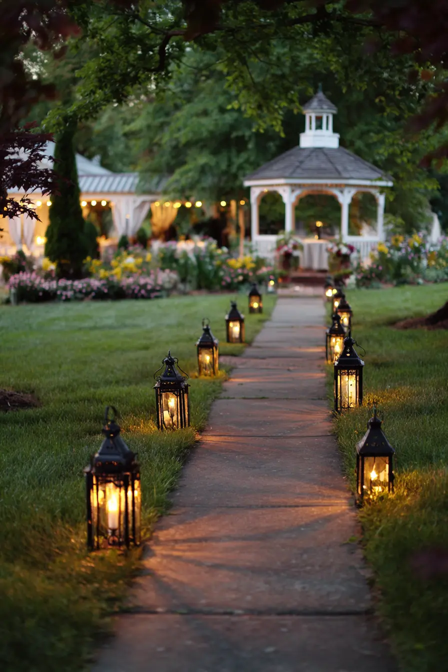 Lantern-Lit Pathway for a Romantic Touch