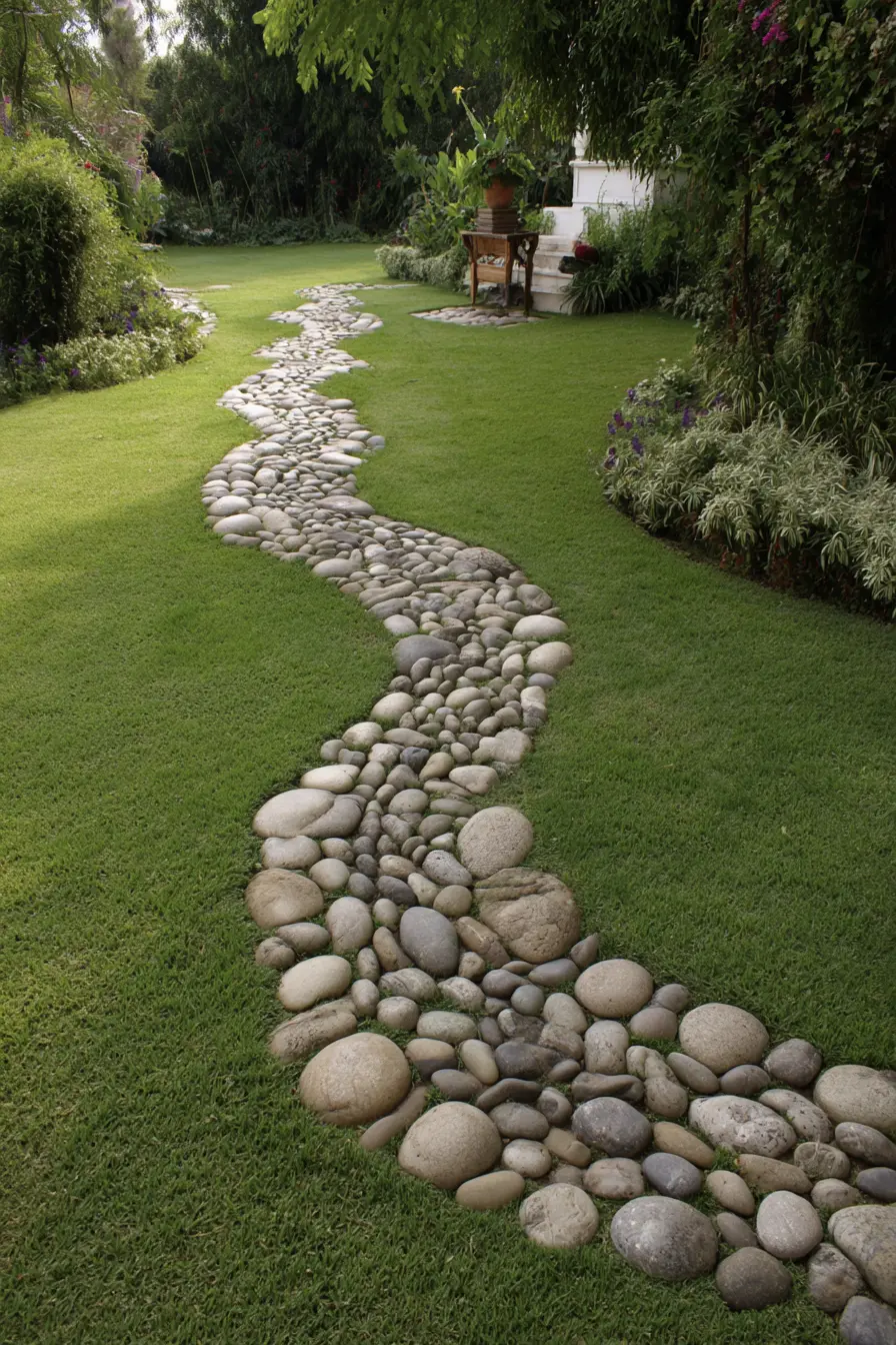 Natural Stone Driveway with Organic Flow