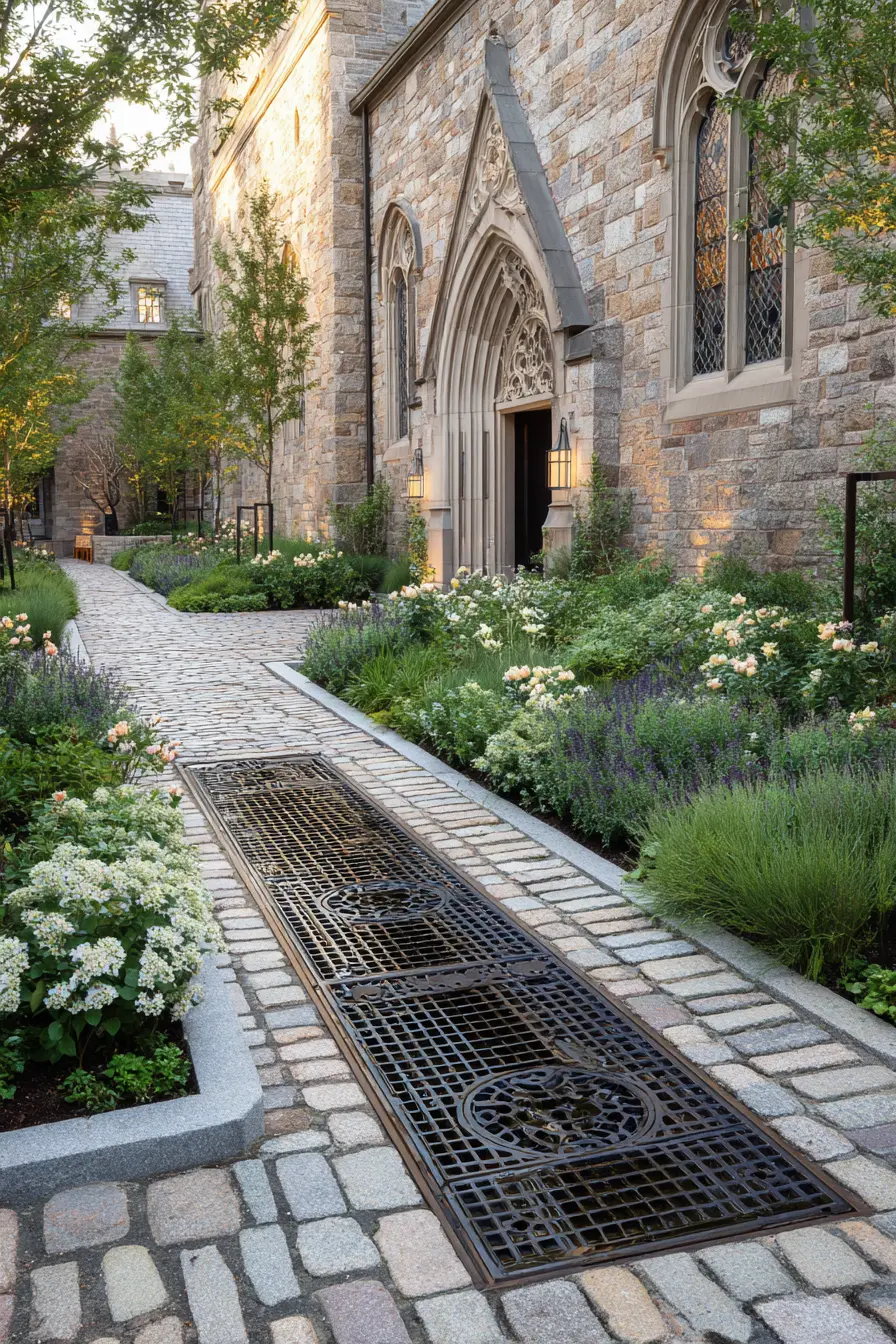 French Drain with Decorative Grate Design