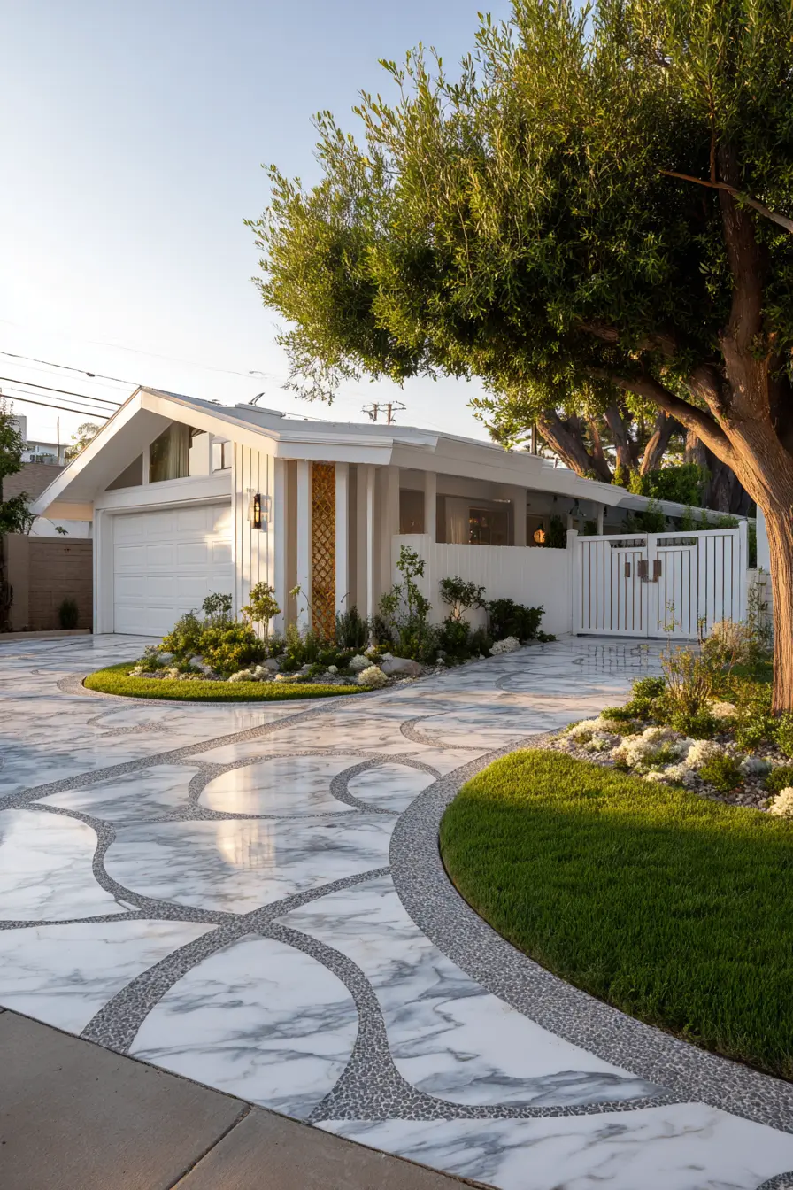Artistic Concrete Driveway with Marble Finish