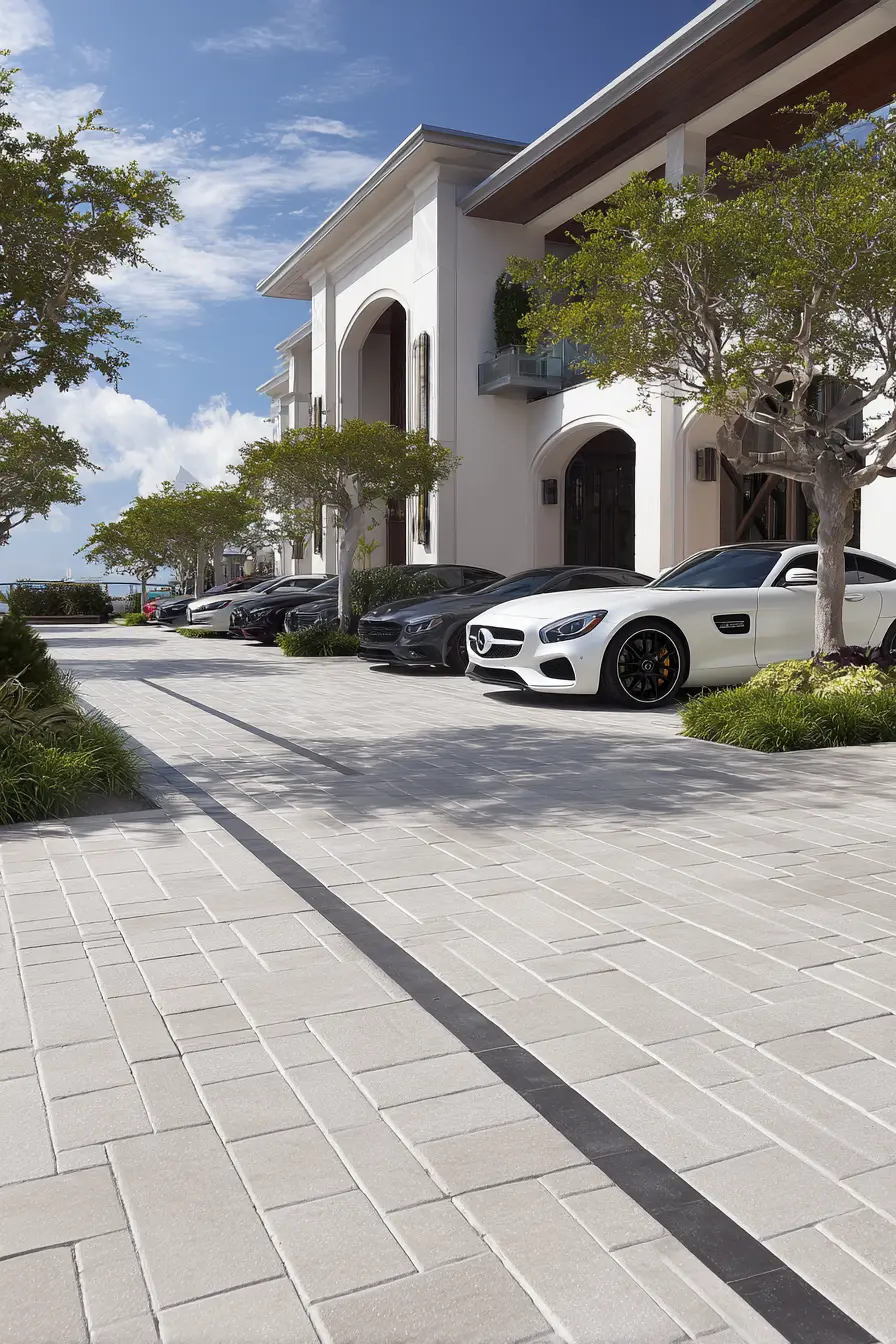 Modern Geometric Brick Driveway Pattern
