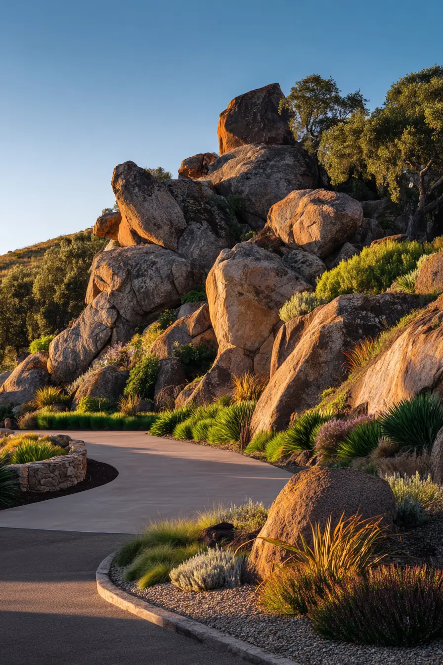 Rugged Rockscape with Native Plant Driveway