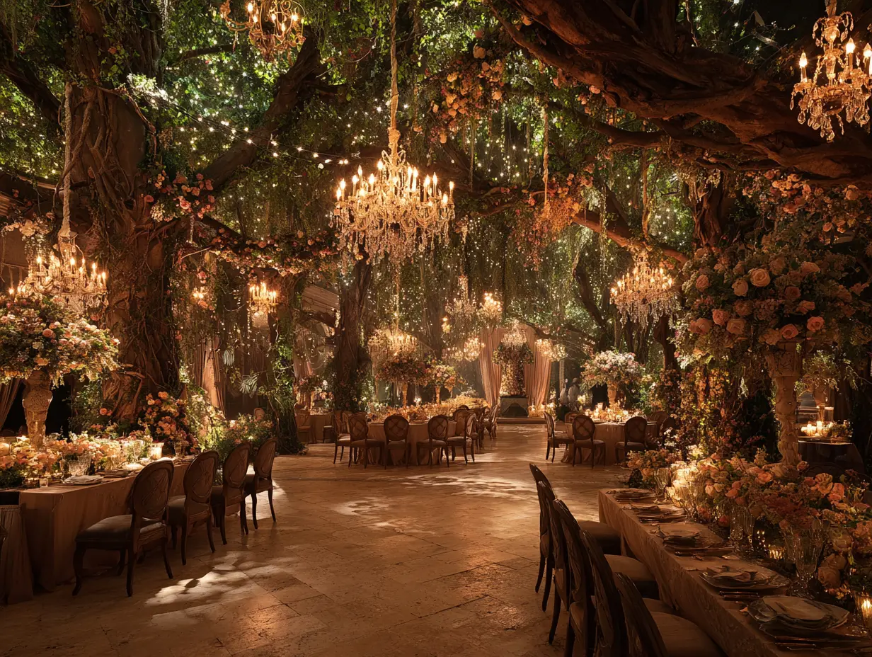 Hang Chandeliers From Tree Branches for a Rustic and Luxurious Look