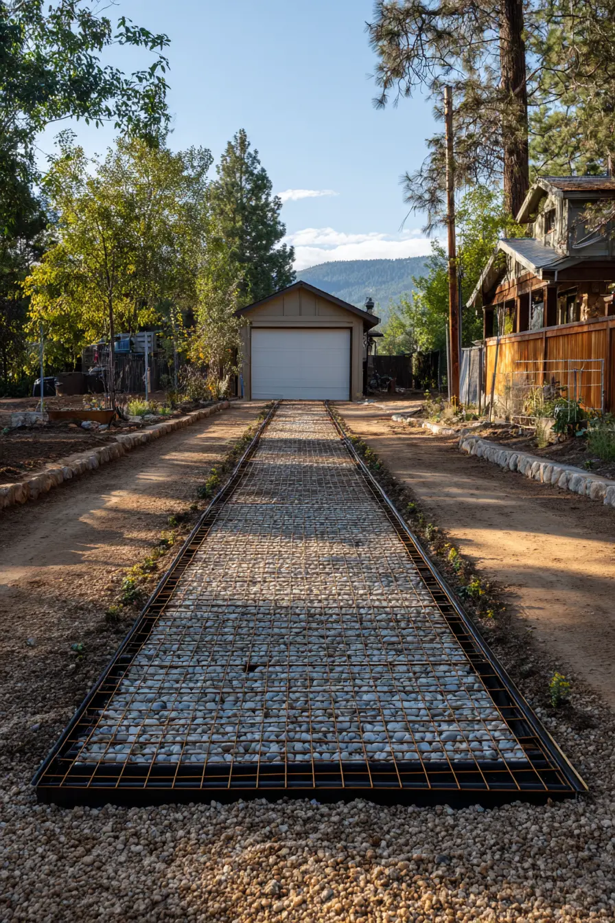 Reinforced Gravel Driveway with Drainage Grid