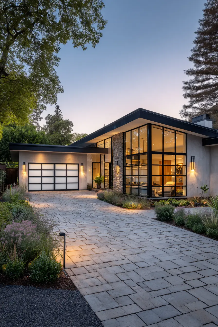 Contemporary Front with Glass and Stone Accents