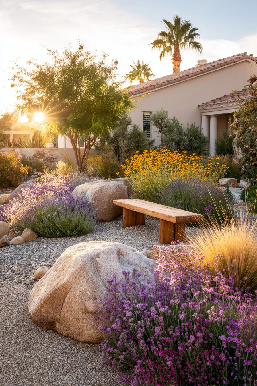 Colorful Planting and Stones Bring Life to Desert Yards