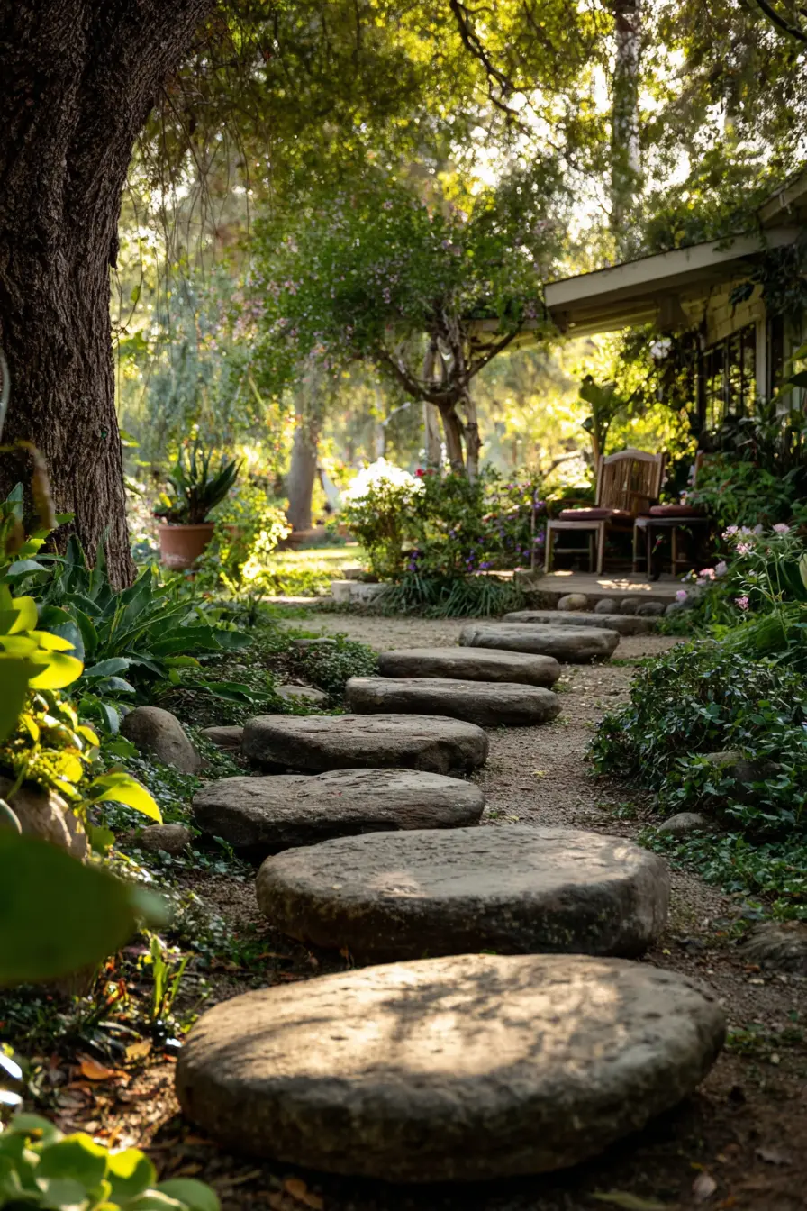 Rustic Stepping Stones Leading to a Cozy Porch