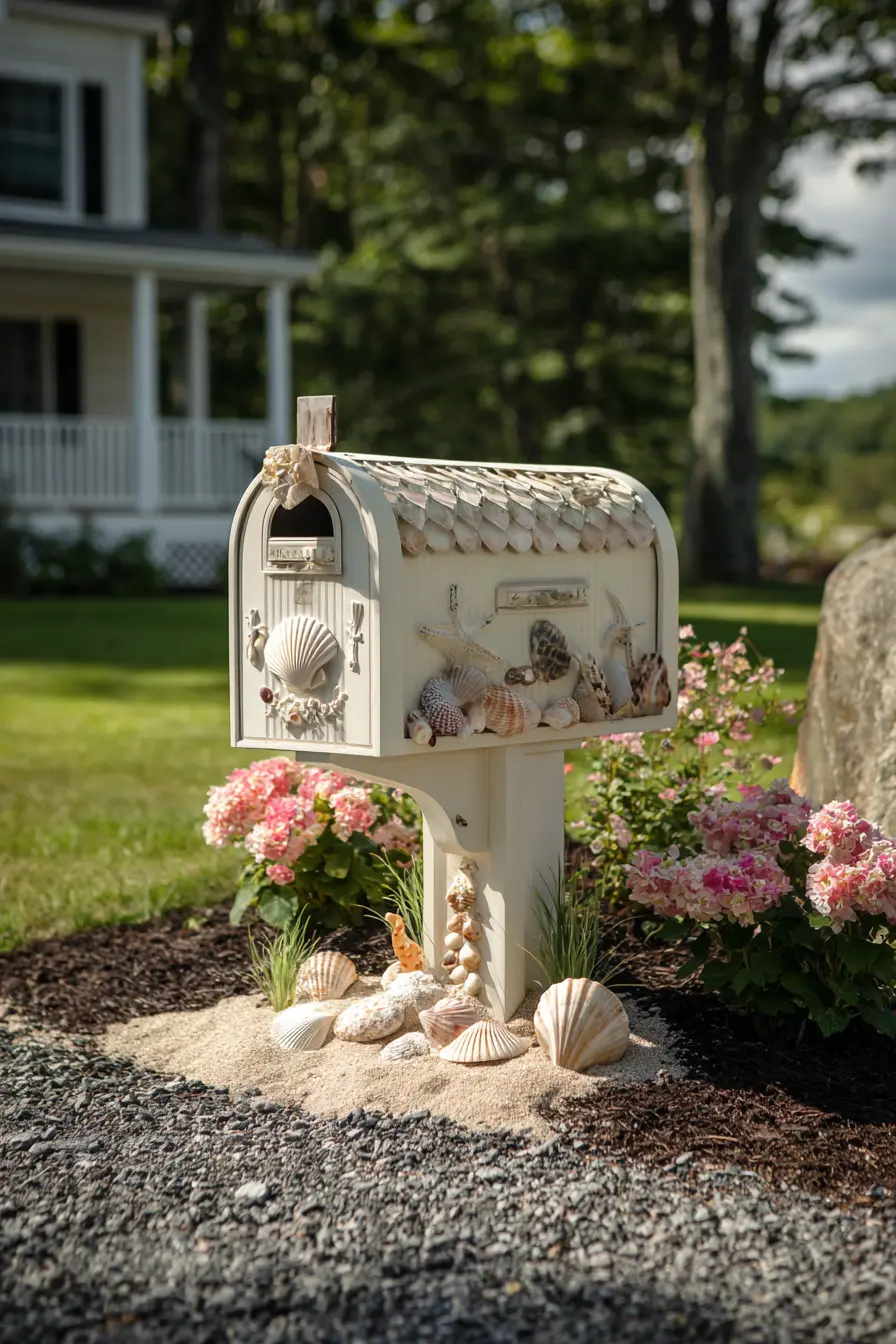 Coastal Mailbox with Seashell Accents