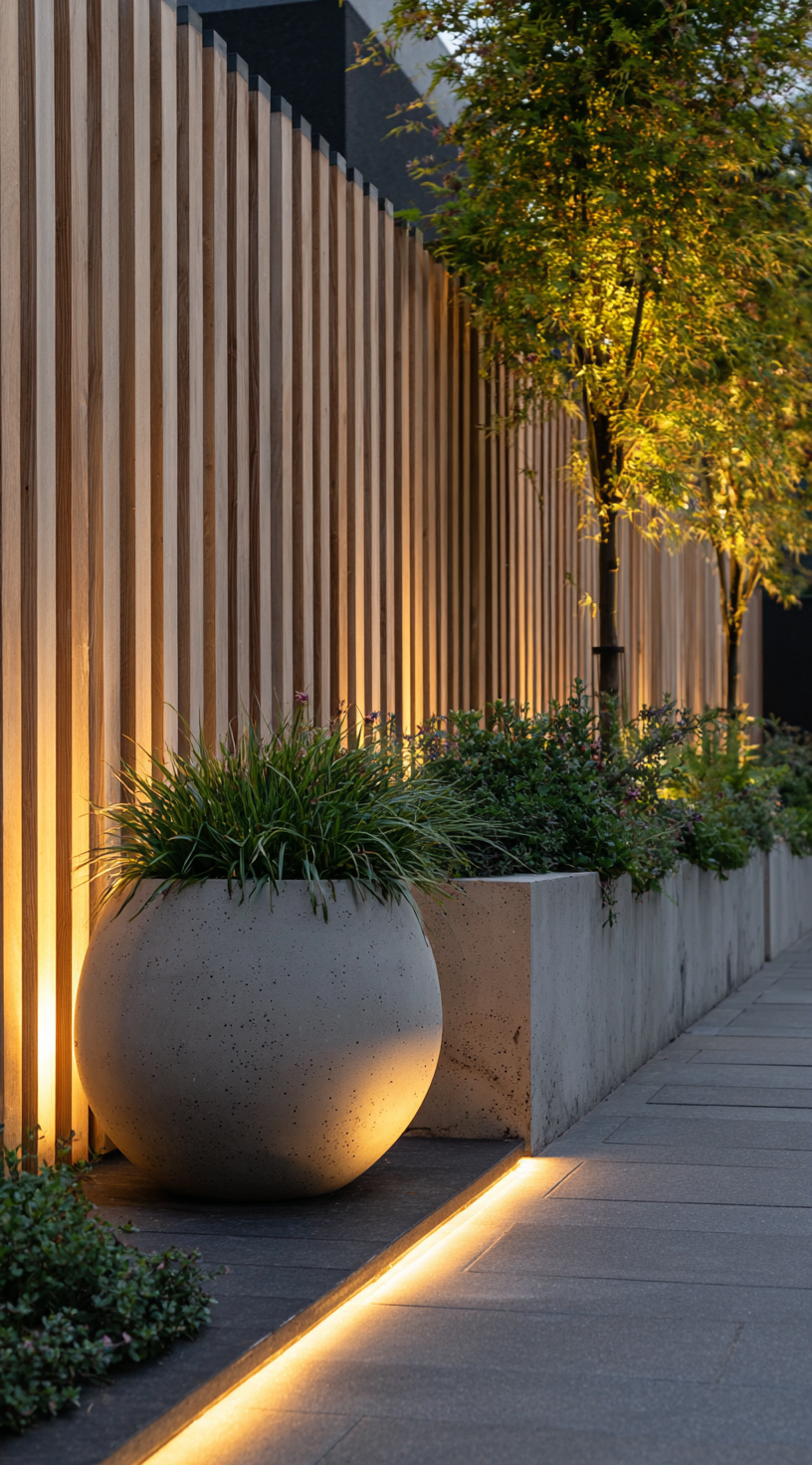 Modern Elegance with Vertical Ipe Fencing