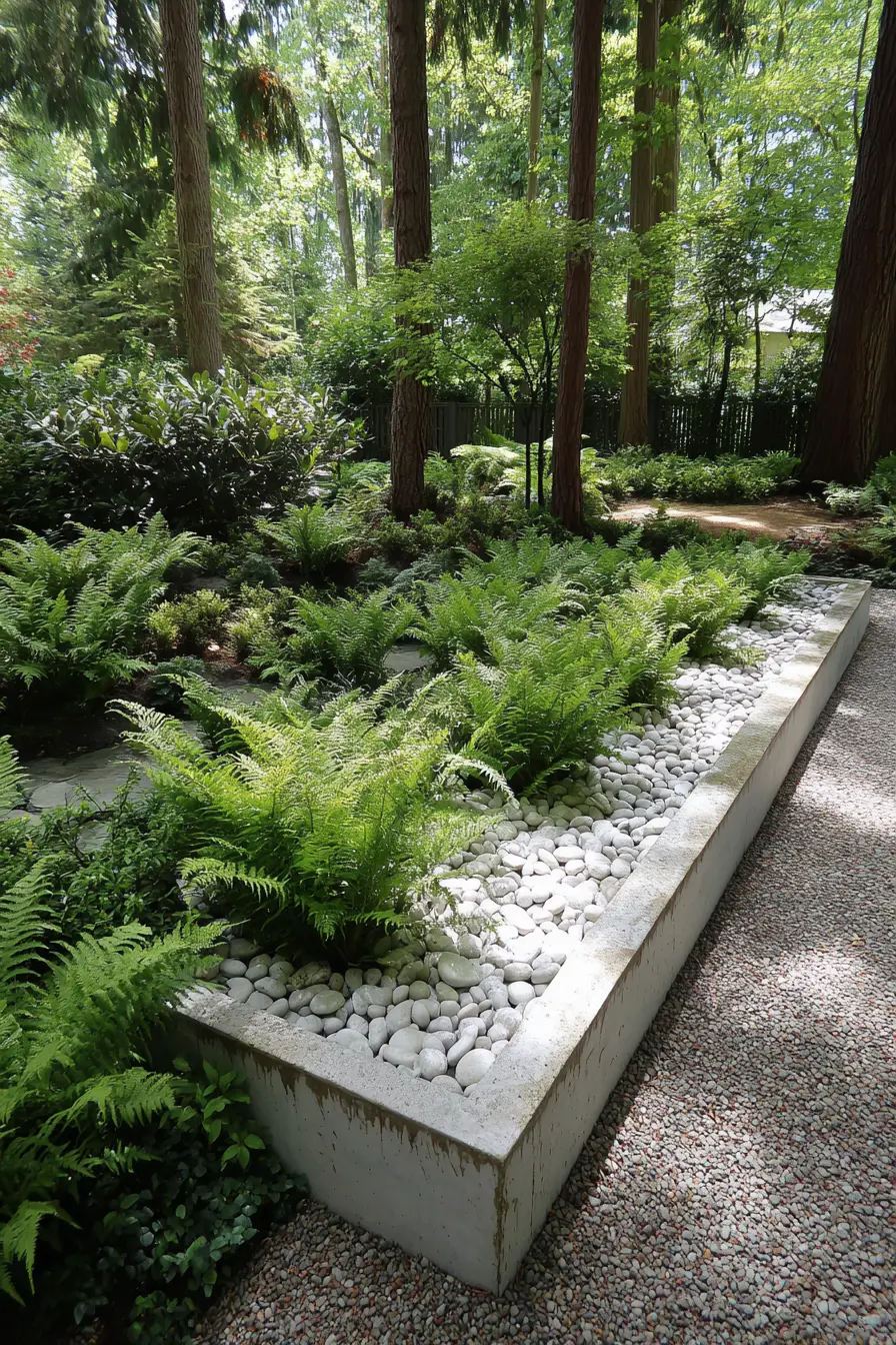 Modern Concrete Borders with Fern Accents