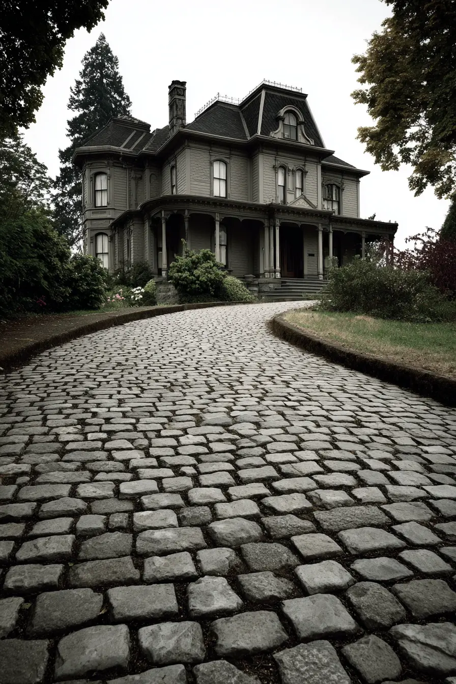Vintage Cobblestone Block Paved Driveway