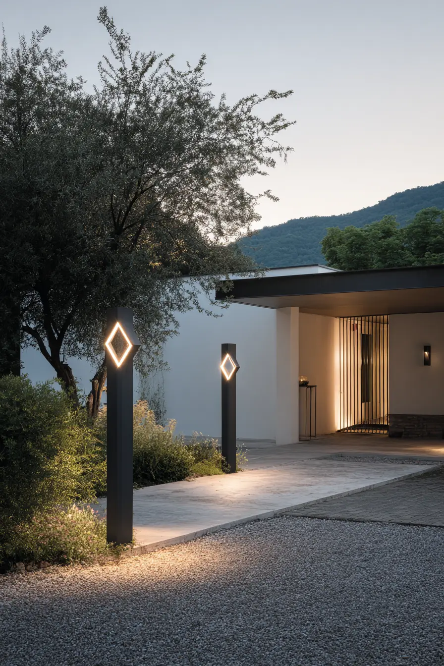 Modern Geometric Driveway Light Posts