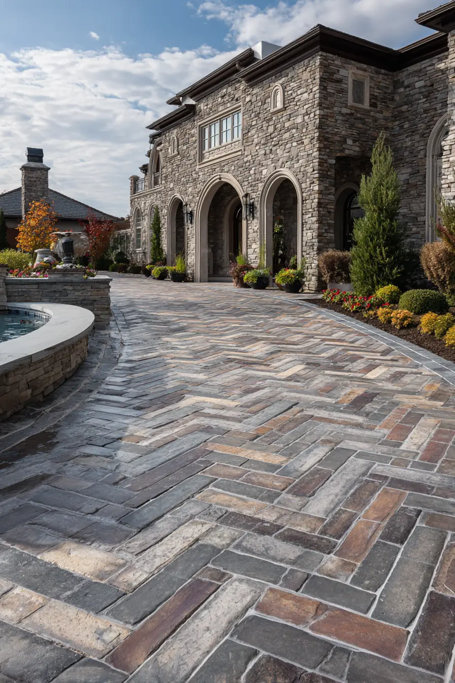 Classic Herringbone Block Paving Driveway