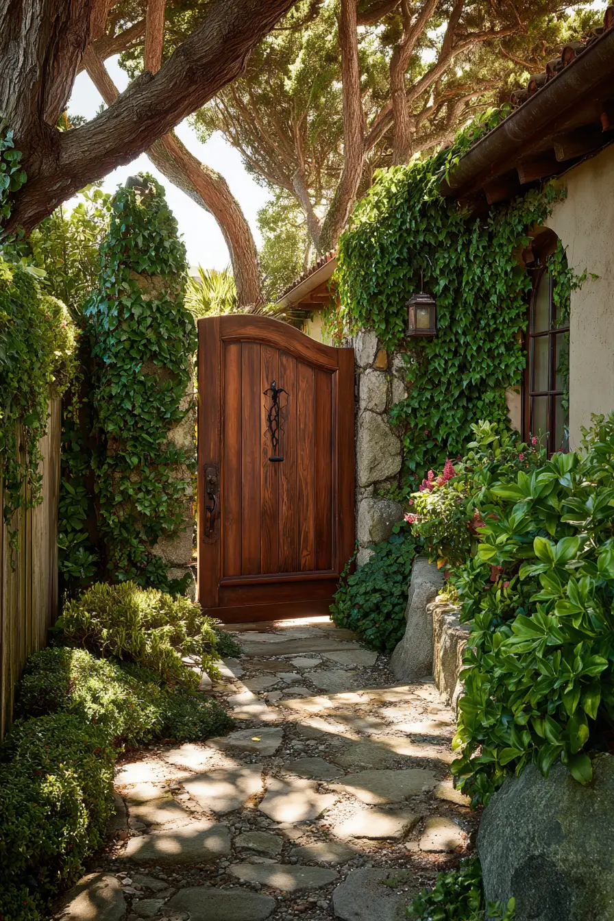 Rustic Wooden Gate with Garden Charm