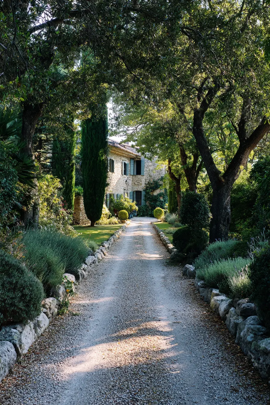 Stone Driveway with Garden Elegance