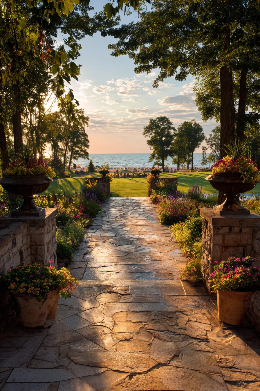 Flagstone Walkway with a Scenic View