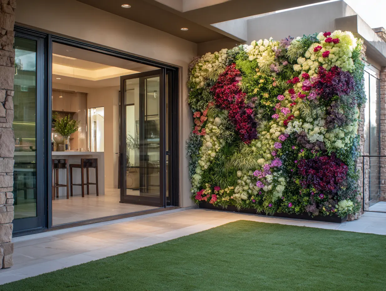 Utilize Backyard Walls to Create Floral Vertical Gardens