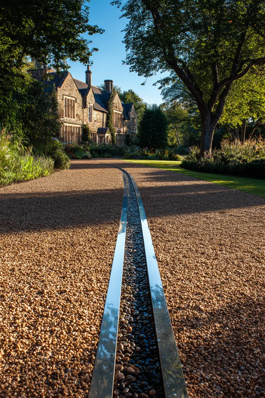 Gravel Driveway with Modern Drainage Detail