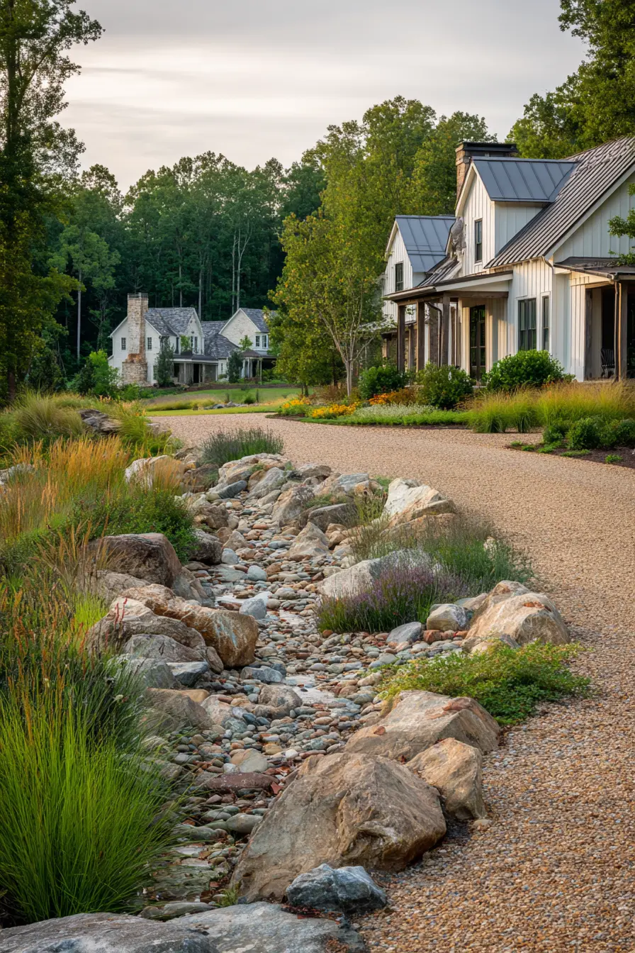 Dry Creek Bed Beside Gravel Driveway