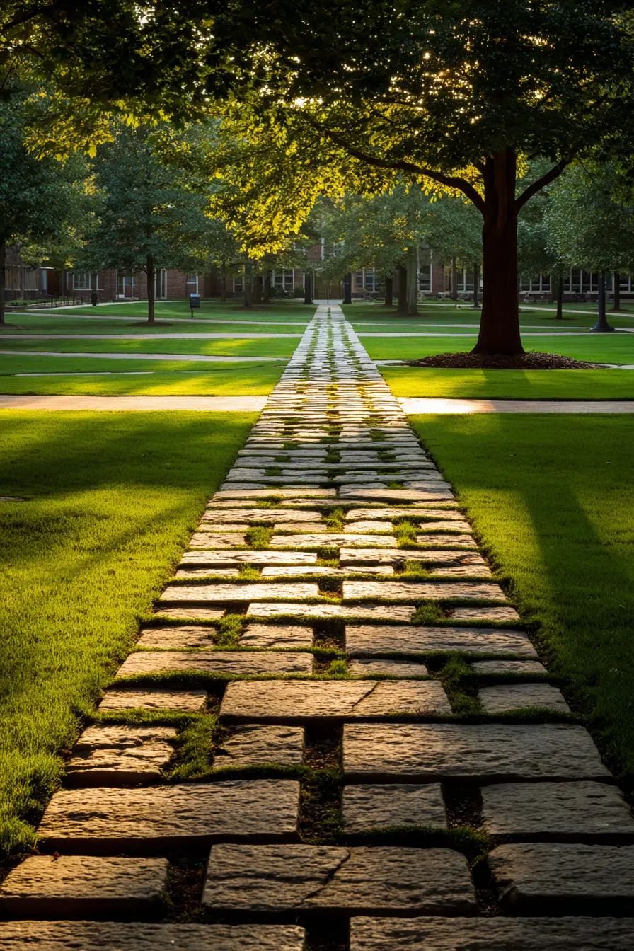 Straight Cement Walkway with Classic Stone Look