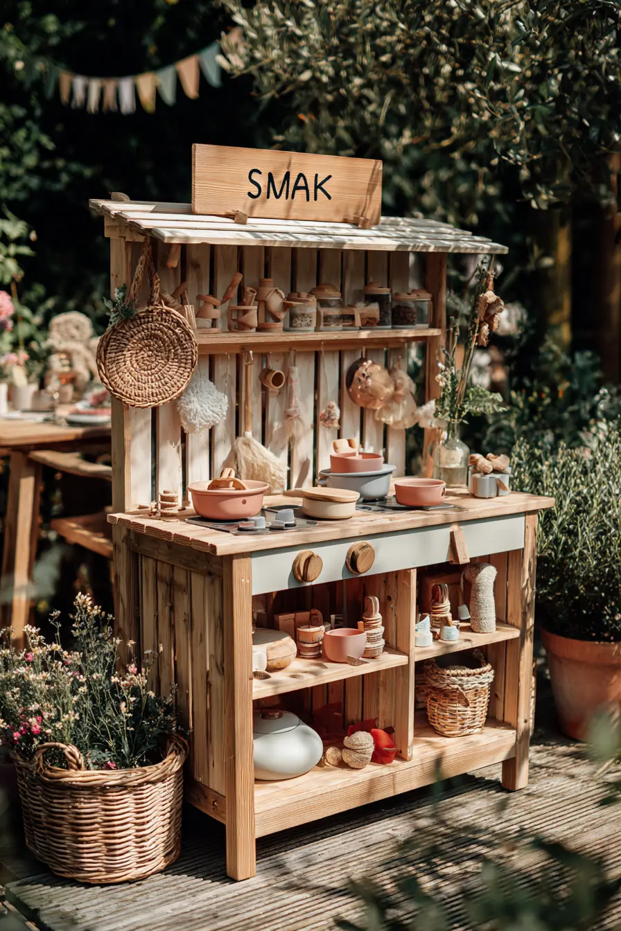 Scandinavian Inspired Mud Kitchen with Cozy Details