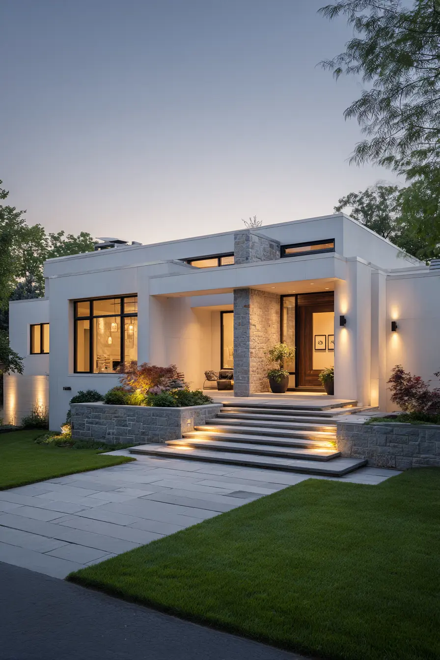 Minimalist Exterior with Elegant Stone Accents
