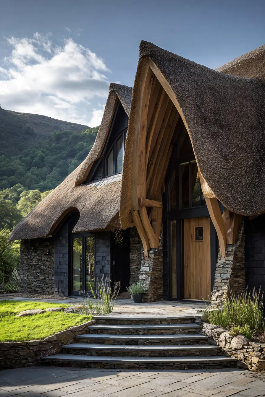 Storybook Cottage with Curved Overhang Roof