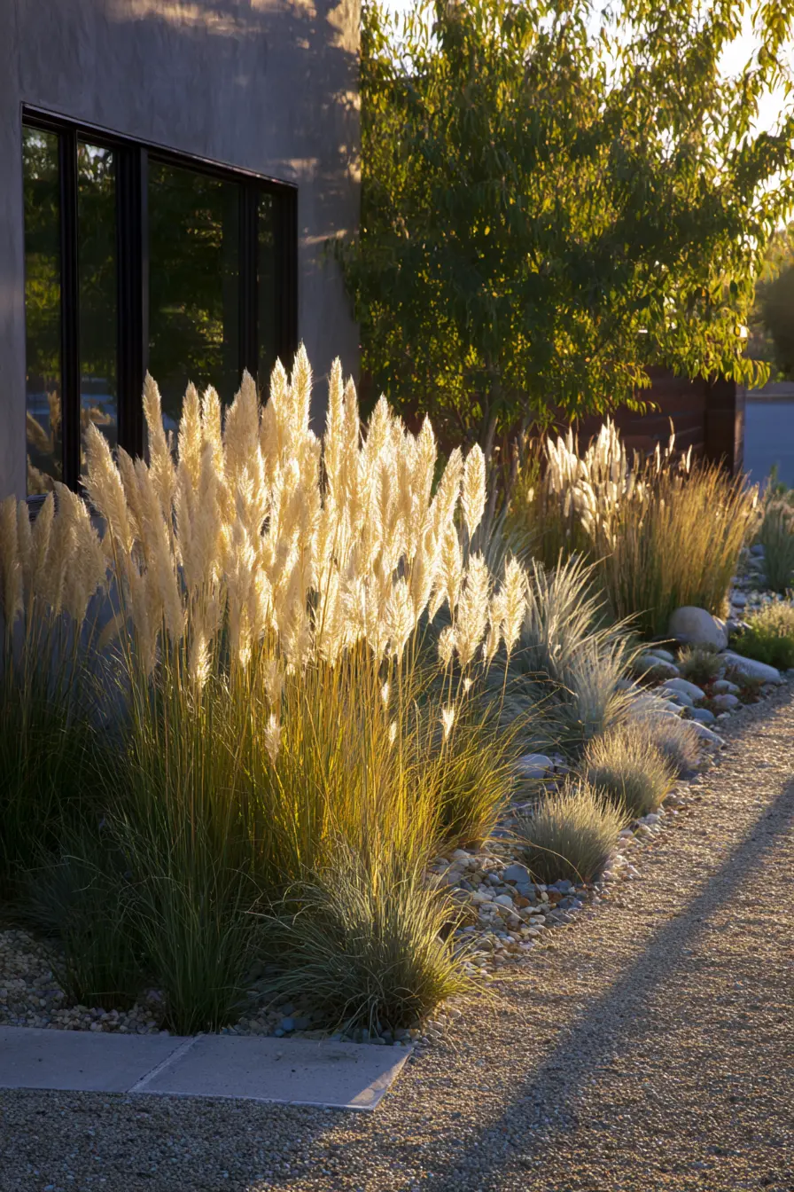 Ornamental Grasses Glow in Evening Light