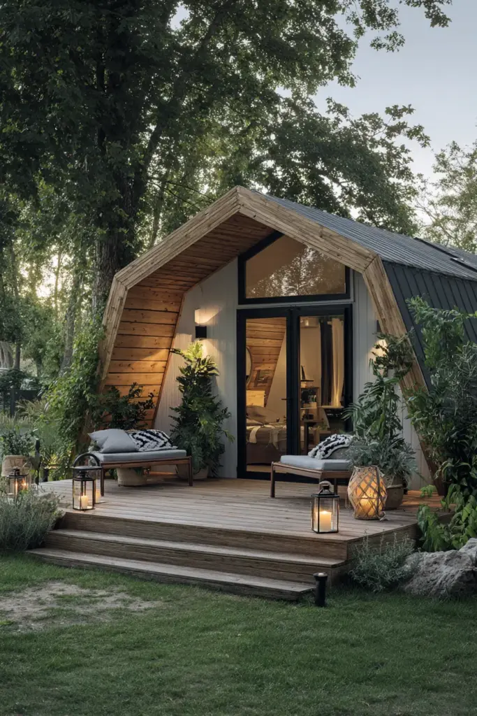 Modern Cabin-Style Deck for a Mobile Home