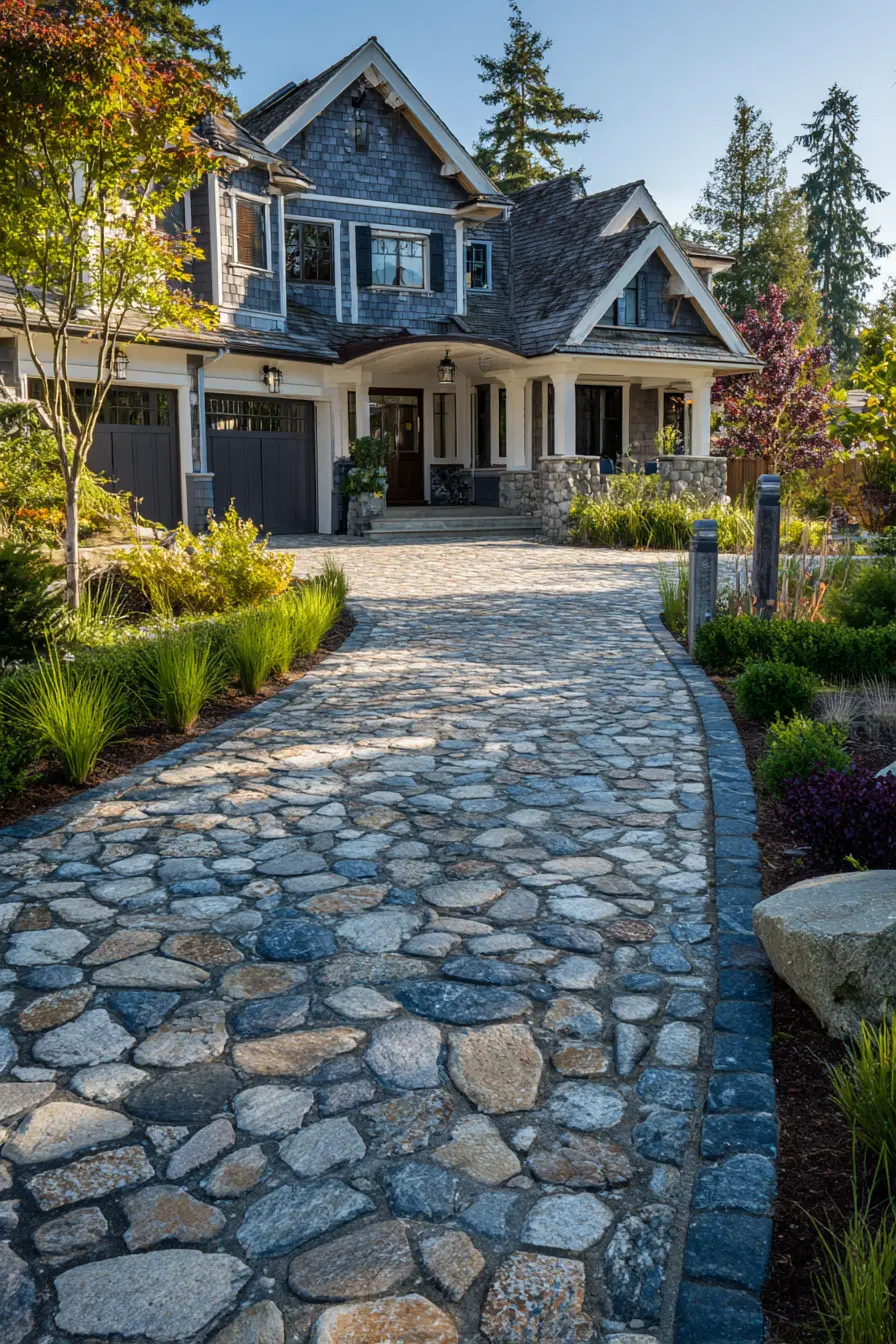 Flagstone Driveway with Rustic Appeal