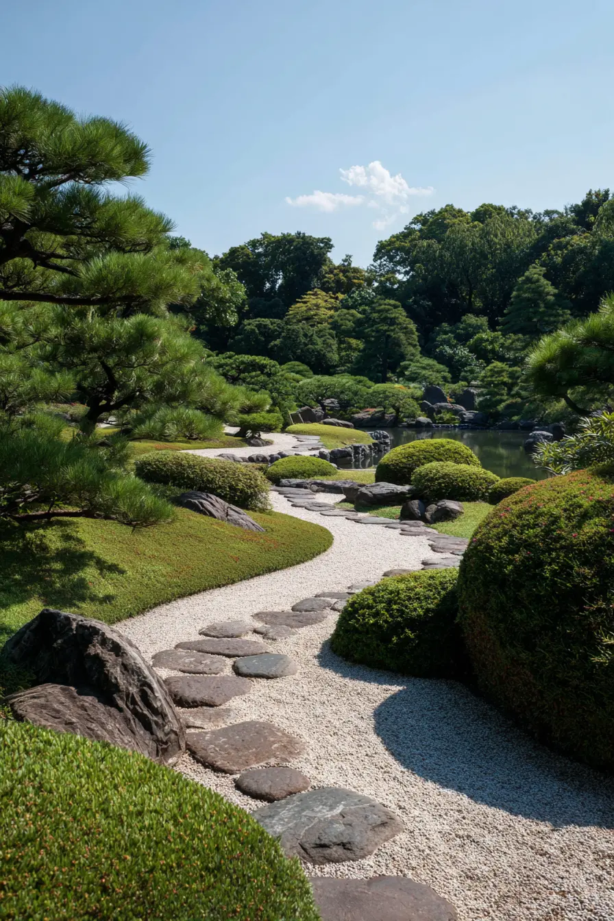 Japanese Gravel Pathway with Stone Accents