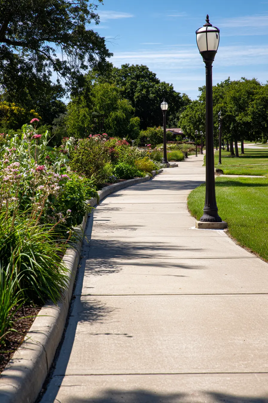 Sleek Granite Edge with Lush Greenery