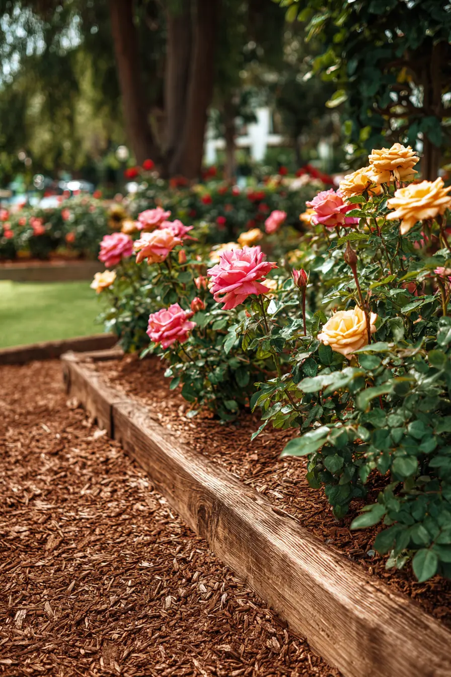 Timber Lawn Edging for Defined Flower Beds