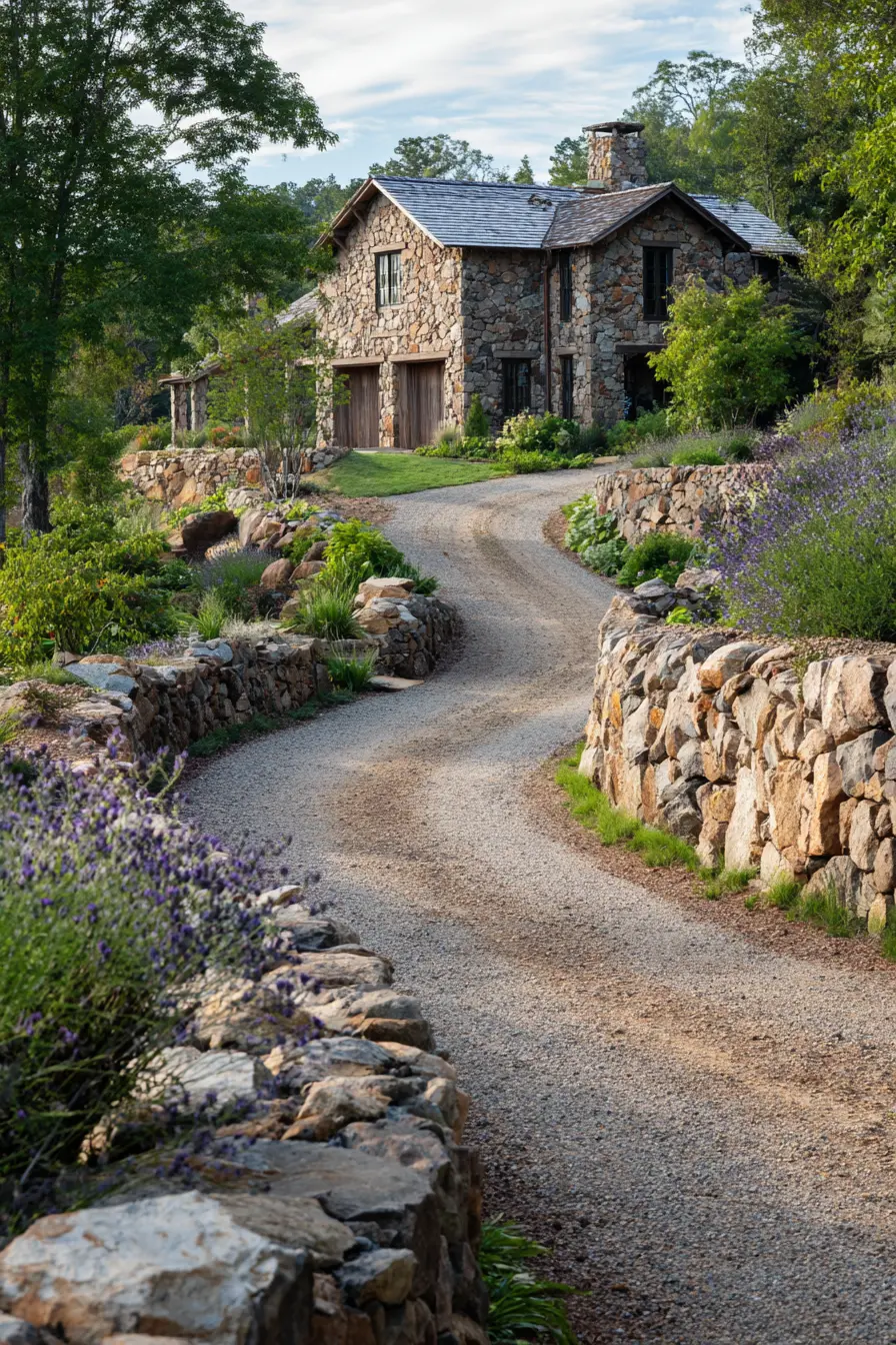Rustic Gravel Driveway with Stone Charm