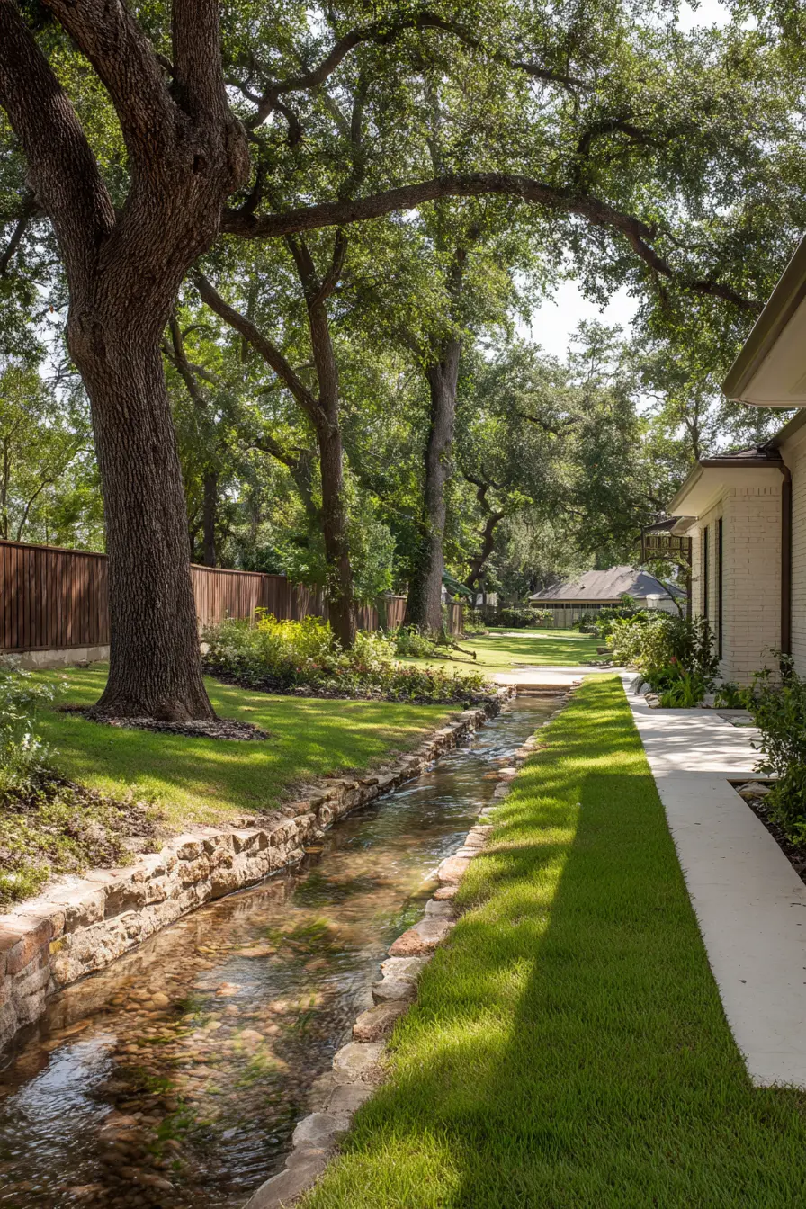 French Drain with Natural Stone Stream Design