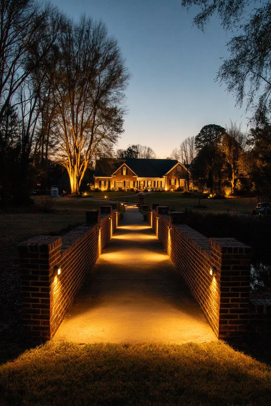 Illuminated Brick Driveway Pathway