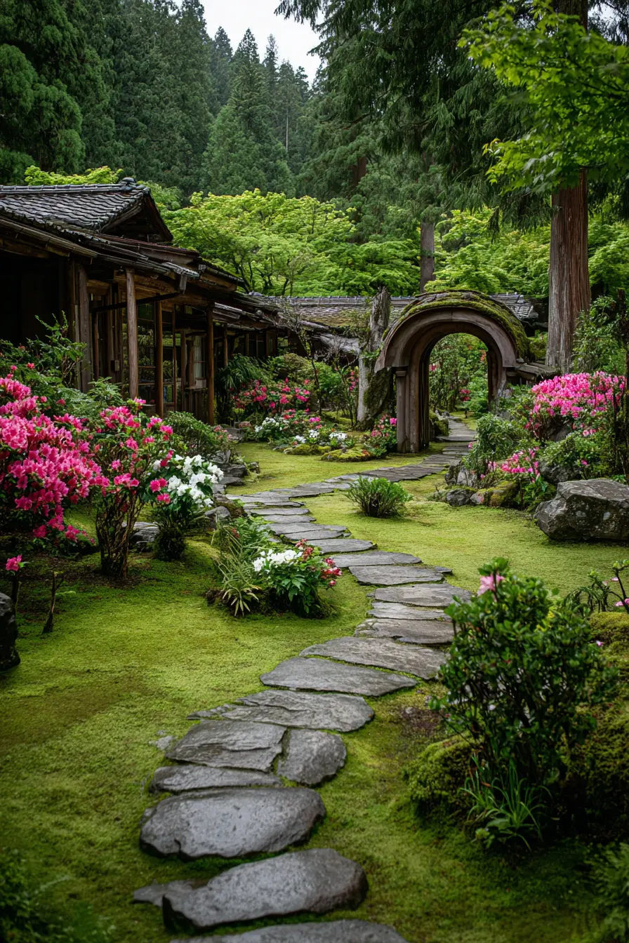 Moss and Azaleas for a Tranquil Walkway