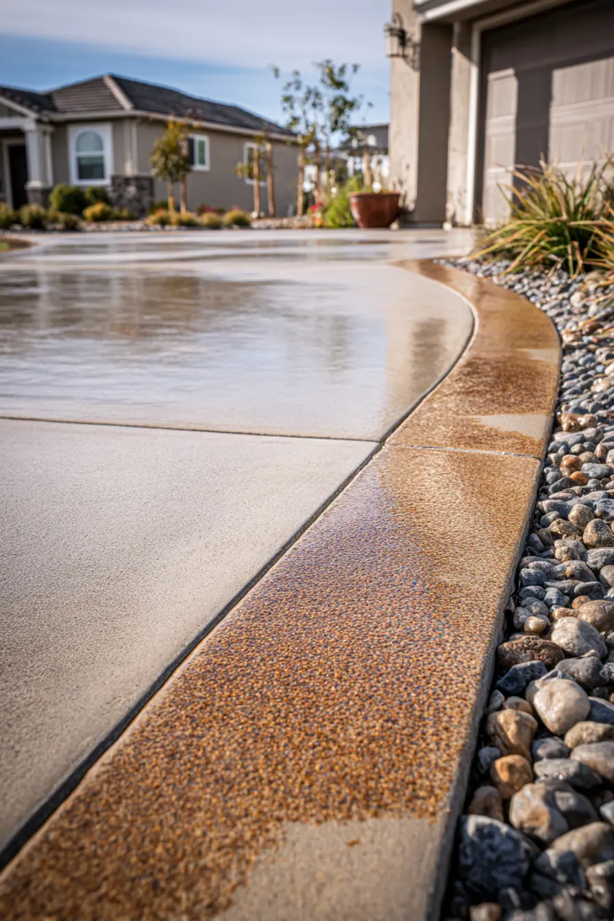 Modern Driveway with Decorative Concrete Border
