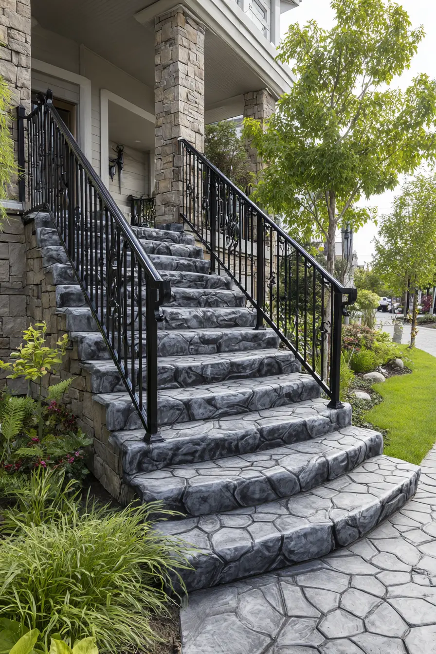 Textured Concrete Stairs with Bold Character