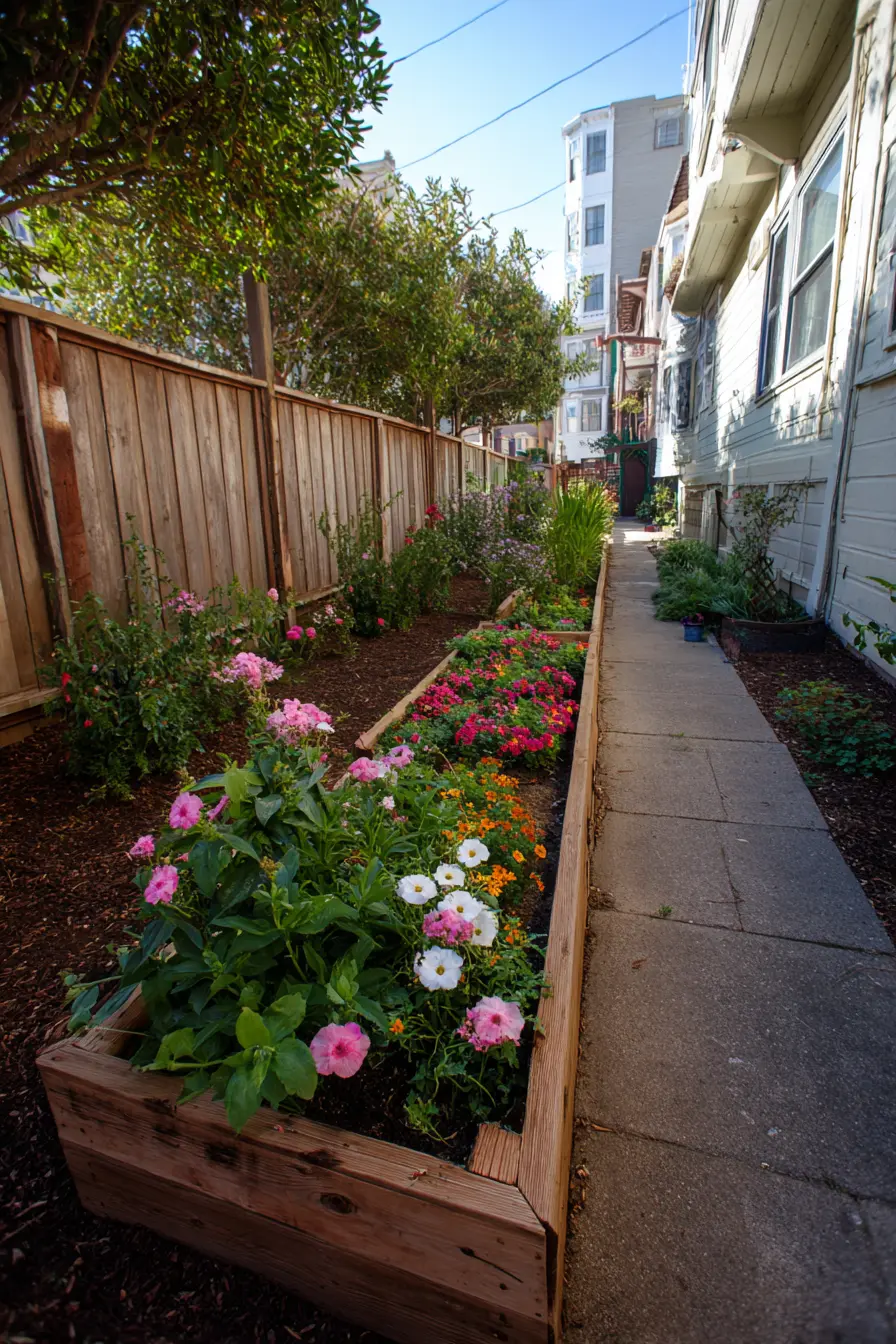 Simple Wooden Borders for Side Yard Gardens