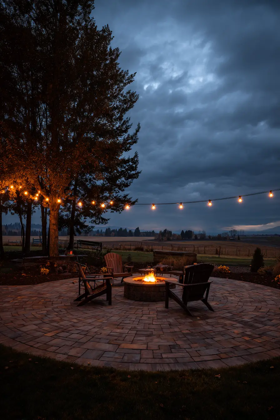 Circular Brick Paver Fire Pit Patio