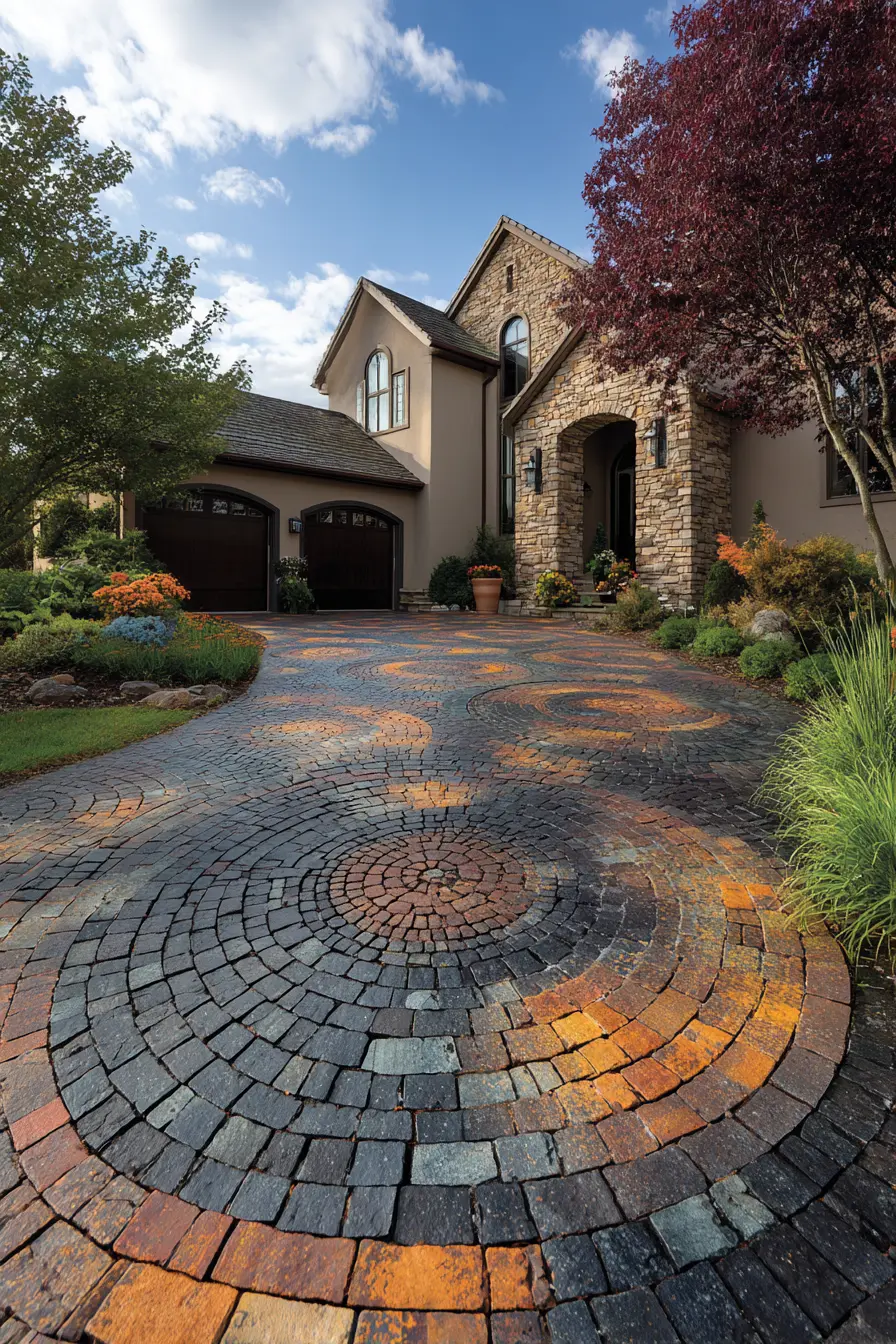 Circular Pattern Block Paving Driveway