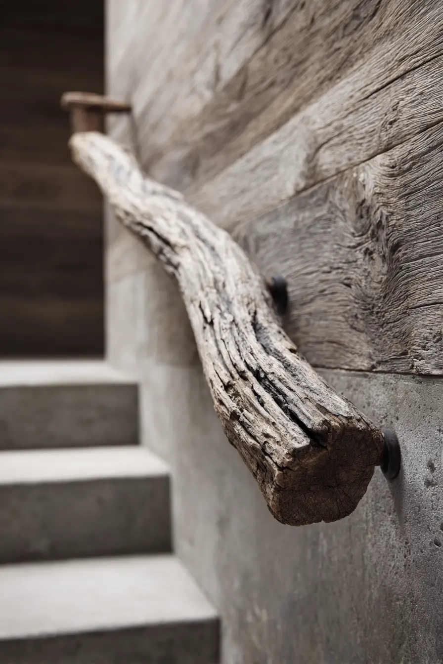 Driftwood Handrail with Natural Texture
