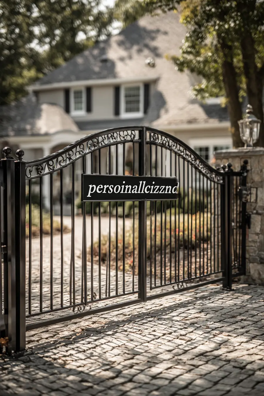 Classic Black Iron Gate with Personalized Touch