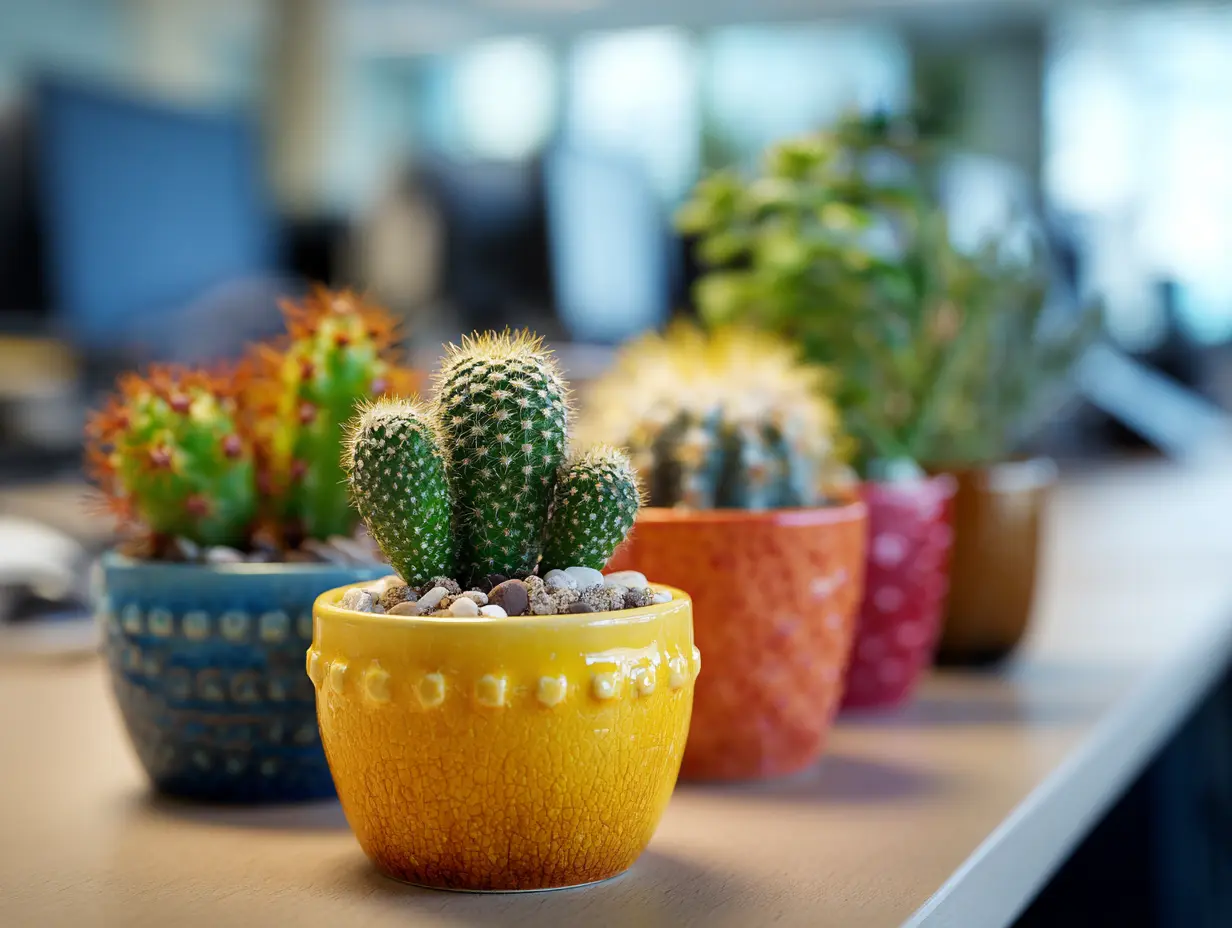 Arrange a Collection of Small Cacti in Colorful Pots for a Desert Vibe